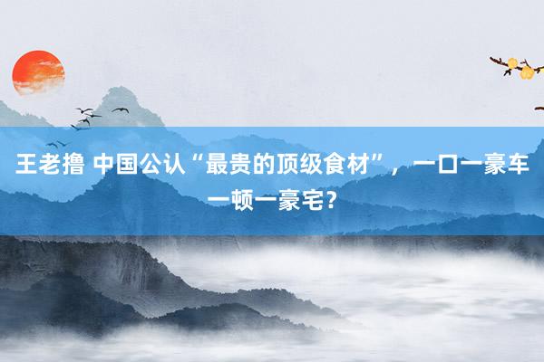 王老撸 中国公认“最贵的顶级食材”，一口一豪车一顿一豪宅？