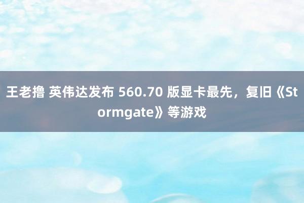 王老撸 英伟达发布 560.70 版显卡最先，复旧《Stormgate》等游戏