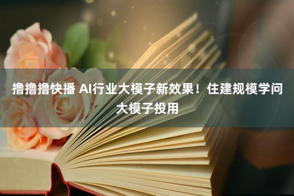 撸撸撸快播 AI行业大模子新效果！住建规模学问大模子投用