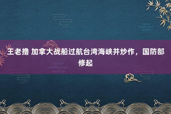 王老撸 加拿大战船过航台湾海峡并炒作，国防部修起