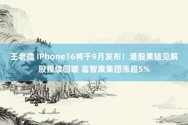 王老撸 iPhone16将于9月发布！港股果链见解股捏续回暖 富智康集团涨超5%