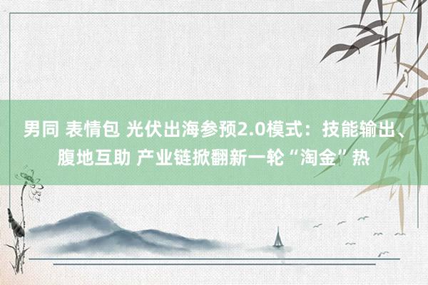 男同 表情包 光伏出海参预2.0模式：技能输出、腹地互助 产业链掀翻新一轮“淘金”热