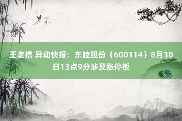 王老撸 异动快报：东睦股份（600114）8月30日13点9分涉及涨停板